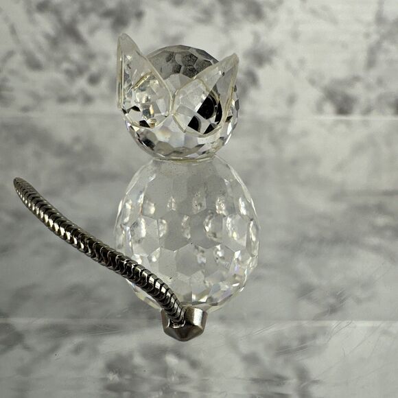 Vintage Swarovski Austrian Lead Crystal Faceted Cat With Posable Metal Tail - Picture 3 of 7